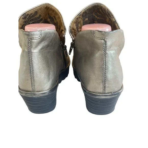 Fly London EU 41 Gold Metallic Weso Boots Booties | Leather Upper - Picture 6 of 13